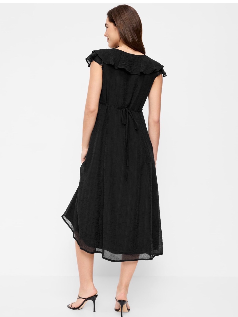 NIP! Old Navy Black Ruffle V-Neck Midi Dress size XXL Petite - Picture 2 of 2